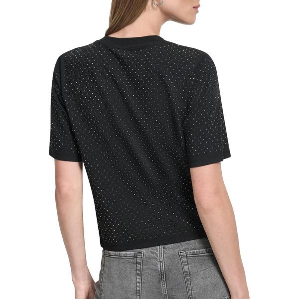 Womens DKNY Short Sleeve All Over Rhinestone Tee alternate view