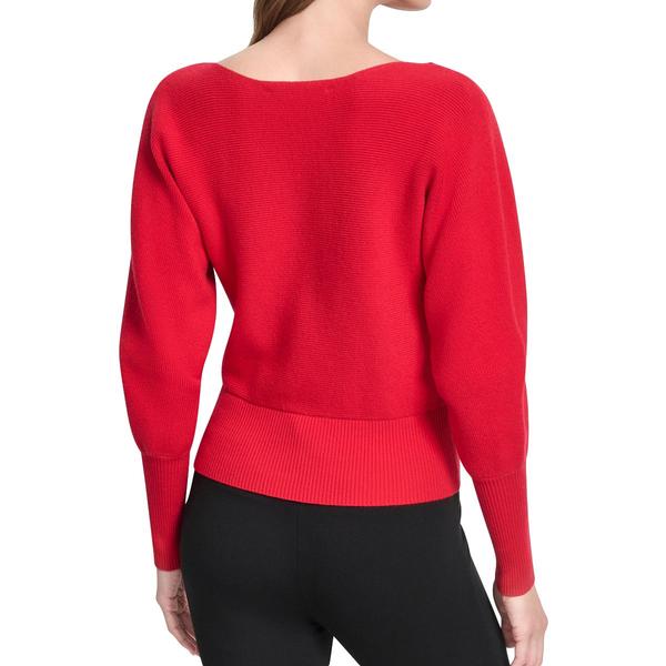 Womens DKNY Long Dolman Sleeve V-Neck Solid Sweater alternate view