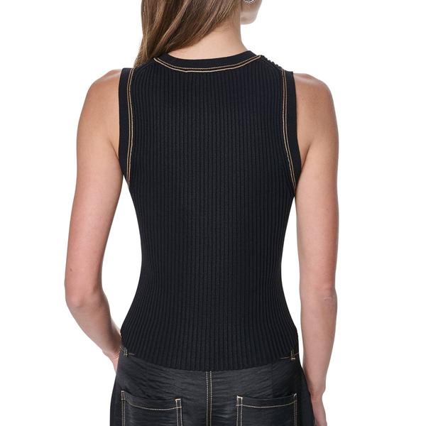 Womens DKNY Solid Contrast Stitch Ribbed Tank Top alternate view