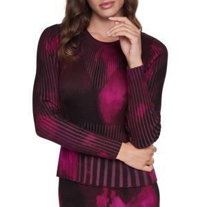 Womens DKNY Long Sleeve Blurred Abstract Mix Rib Sweater