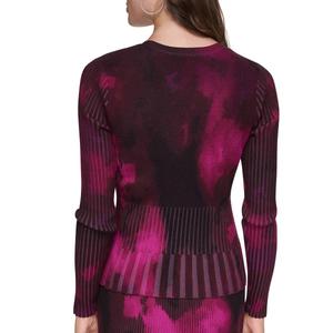 Womens DKNY Long Sleeve Blurred Abstract Mix Rib Sweater alternate view