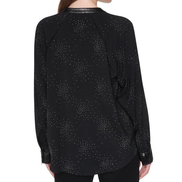 Womens DKNY Long Sleeve Firework Rhinestone Button Front Blouse alternate view