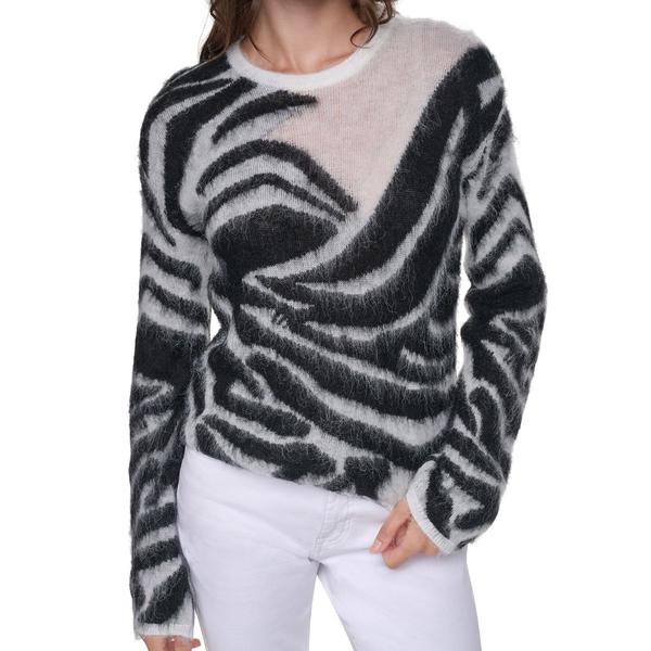 Womens DKNY Long Sleeve Brushed Abstract Zebra Sweater