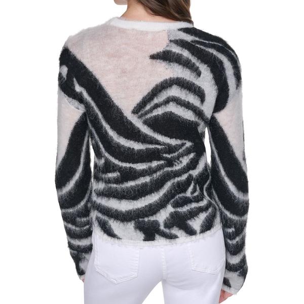 Womens DKNY Long Sleeve Brushed Abstract Zebra Sweater alternate view