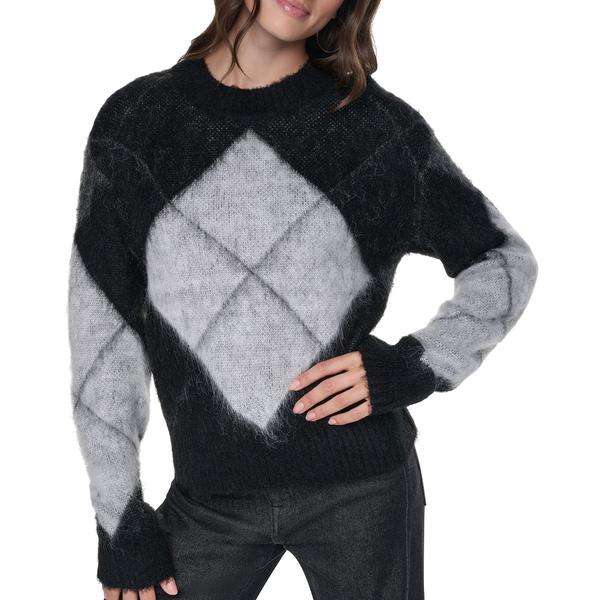 Womens DKNY Long Sleeve Brushed Argyle Sweater