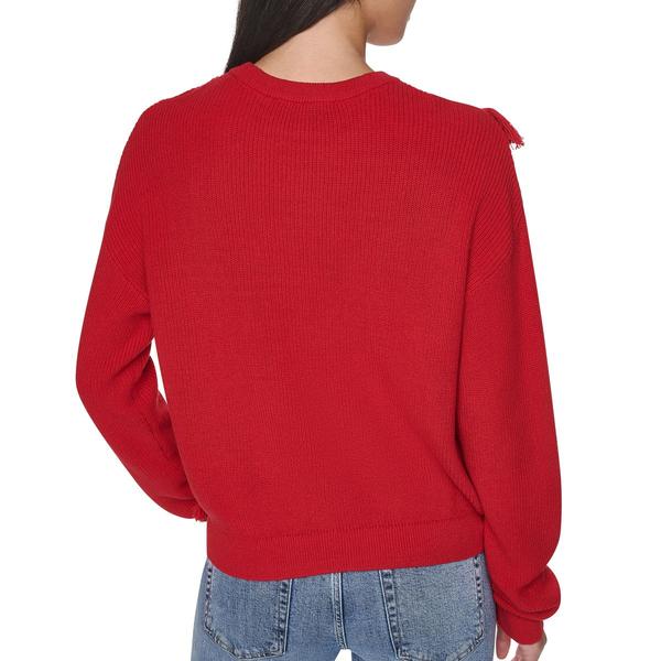Womens DKNY Long Sleeve Cross Body Fringe Sweater alternate view