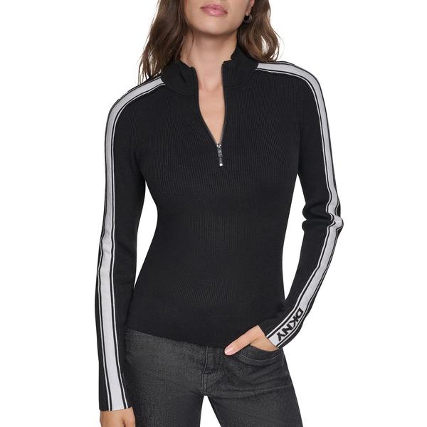 Womens DKNY Long Sleeve Quarter Zip Mock Neck Sweater