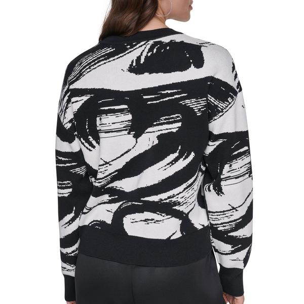 Womens DKNY Long Sleeve Studded Heart Brushstroke Sweater alternate view