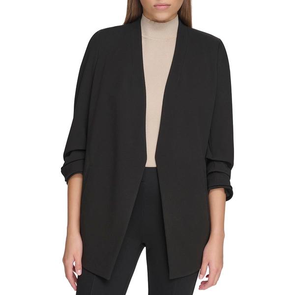 Womens DKNY Open Front Two Pocket Unstructured Blazer