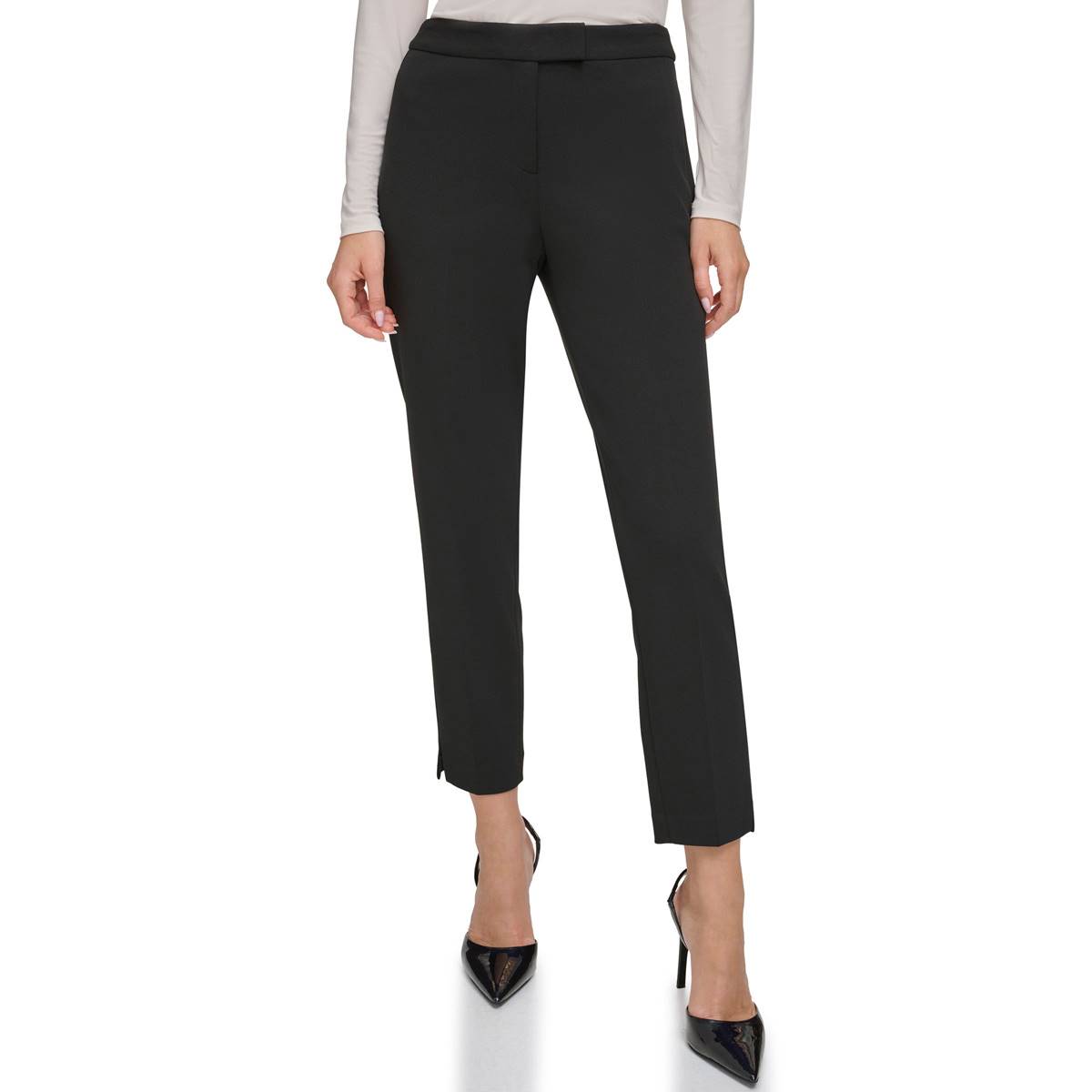 Womens DKNY Slim Scuba Crepe Side Slit Pants