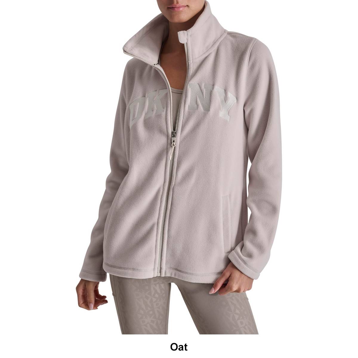 Womens DKNY Sport Tech Fleece Embroidered Logo Jacket