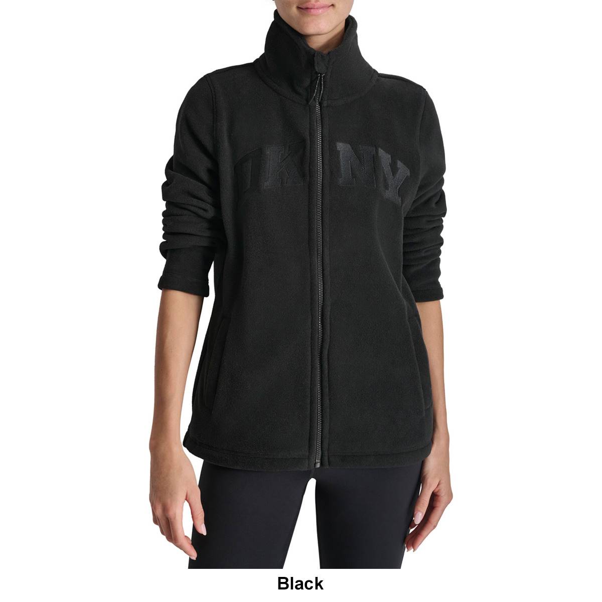 Womens DKNY Sport Tech Fleece Embroidered Logo Jacket