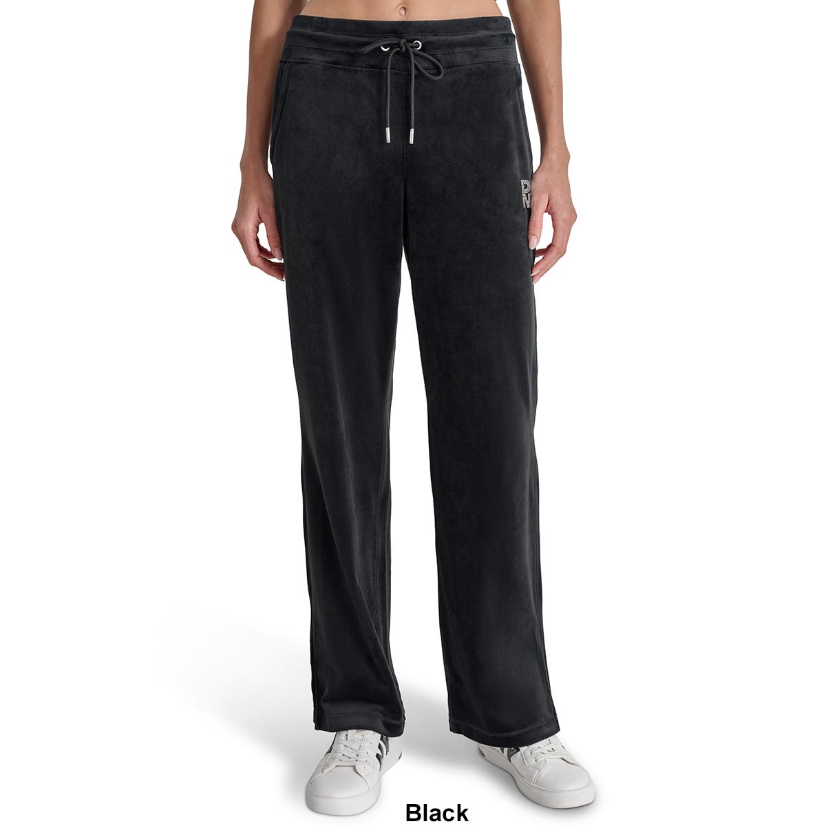 Womens DKNY Sport Velour Rhinestone Logo Track Pants