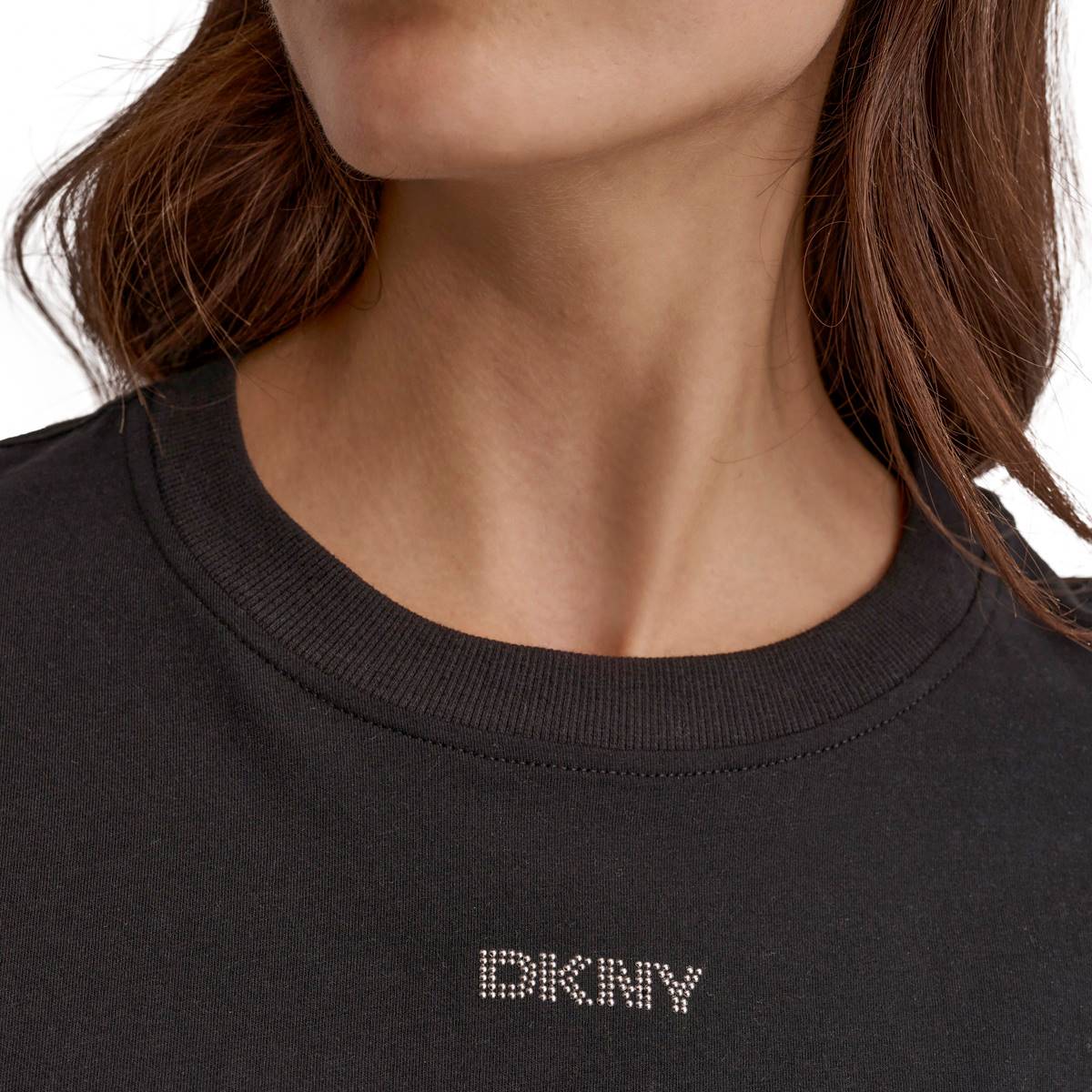 Womens DKNY Sport Mini Studded Logo Knot Front Tee