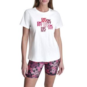 Womens DKNY Sport Camo Mixed Media Logo Crew Neck Tee alternate view