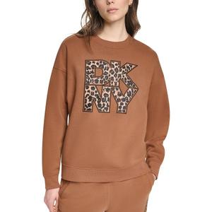 Womens DKNY Sport Long Sleeve Leopard Logo Sweatshirt