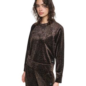 Womens DKNY Sport Long Sleeve Leopard Velour Sweatshirt