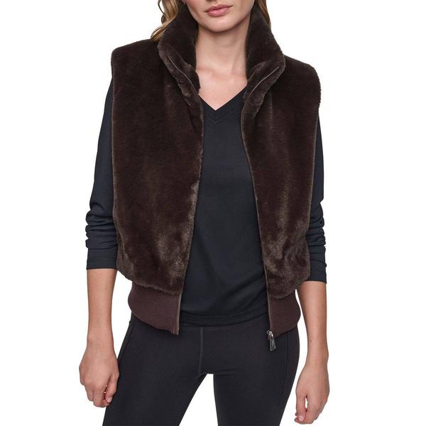 Womens DKNY Sport Mock Neck Faux Fur Vest alternate view