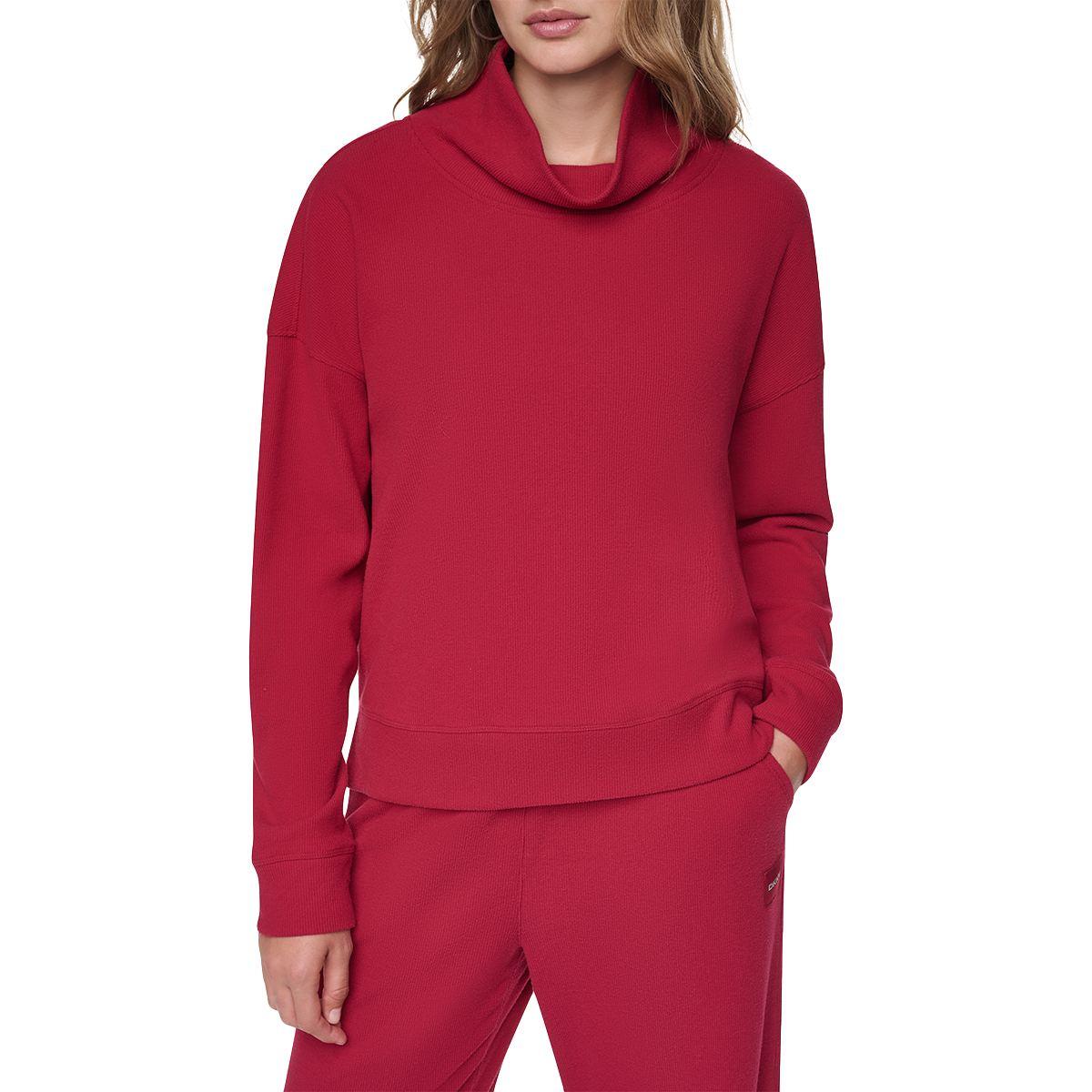 Womens DKNY Sport Long Sleeve Funnel Neck Pullover Sweatshirt