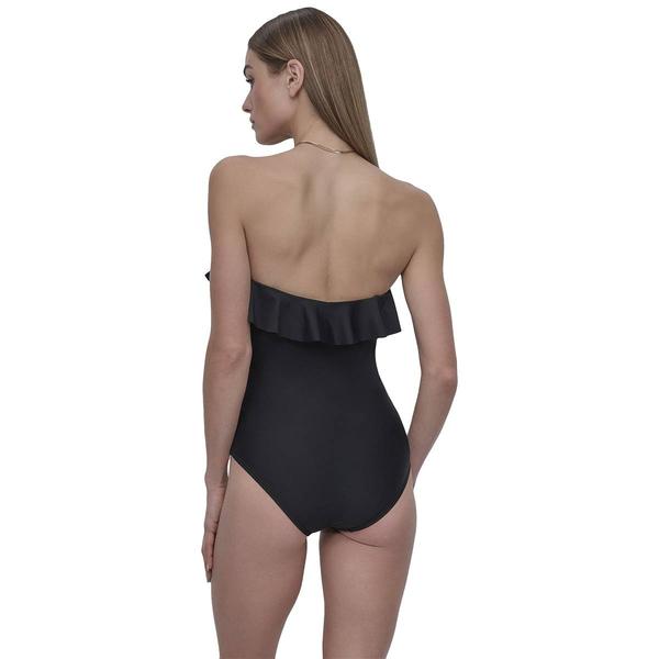 Womens DKNY Solid Ruffled Bandeau One Piece Swimsuit alternate view