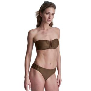 Womens DKNY Shirred Bandeau Top and Low Rise Bottoms Swim Set alternate view