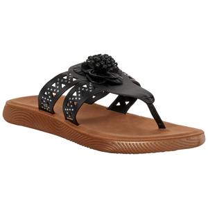 Womens Ella & Joy Reperforated Flower Thong Sandals