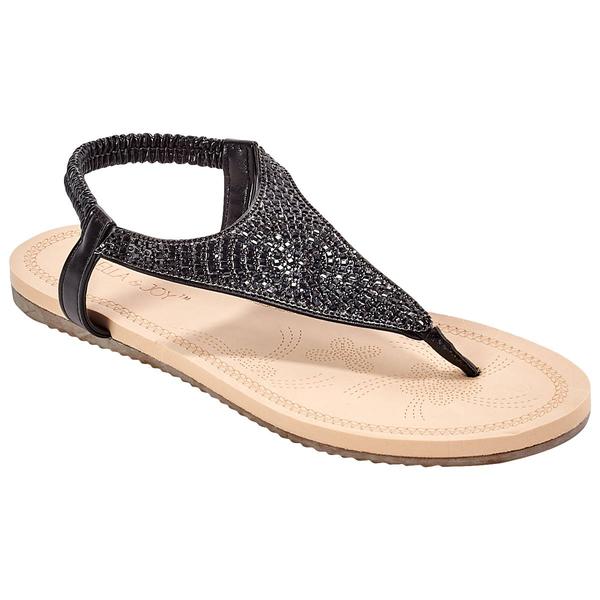 Womens Ella & Joy Hooded Rhinestone T-Strap Sandals