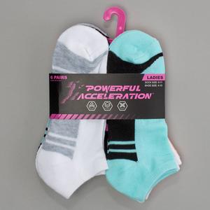Womens Powerful Accerlation 6pk. Half Cushion Low Cut Socks