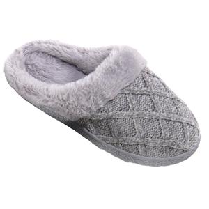 Dearfoams Women's Dani Textured Knit Clog Slippers - Sherpa Footbed, Memory Foam & Indoor/Outdoor Sole
