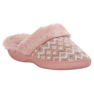 Womens Nanette Lepore Lurex Fair Isle Chenille Slide Slippers