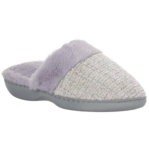 Womens Ella & Joy Cable Knit Chenille Metallic Clog Slippers