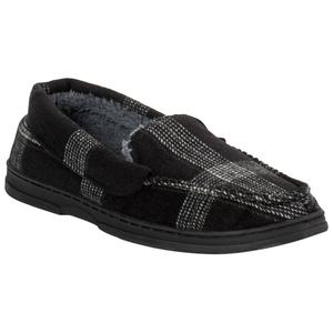 Mens Preswick & Moore(R) Microsuede Moccasin Slippers - Black Plaid alternate view