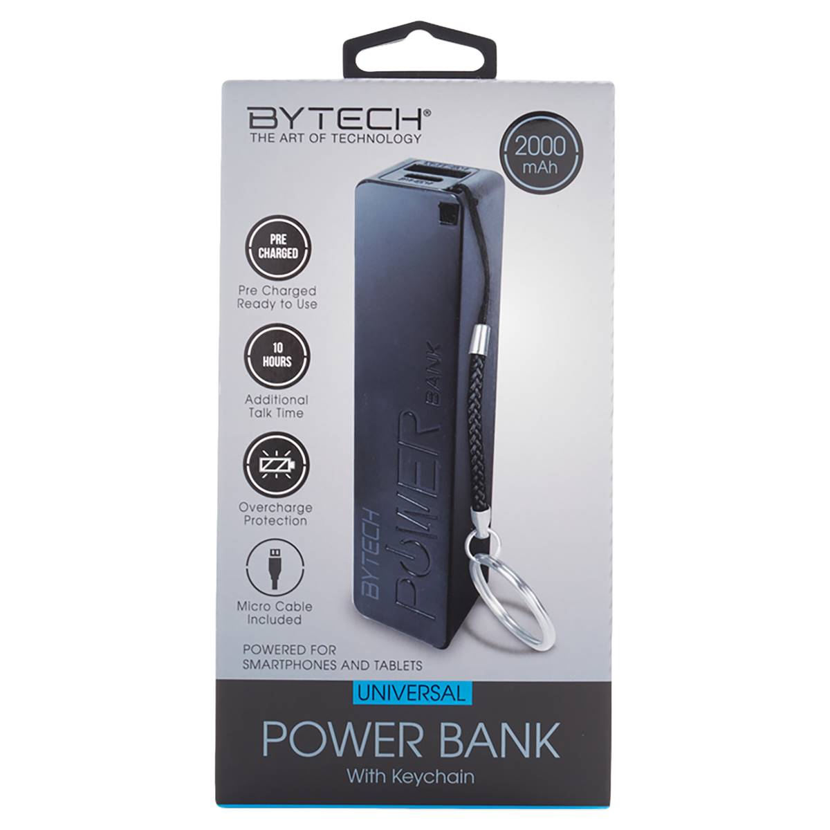 Bytech 2K MAh Powerbank W/ Cable