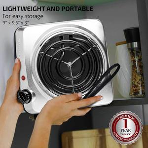 Ovente Electric Single Coil Burner Hot Plate Cooktop - Silver alternate view
