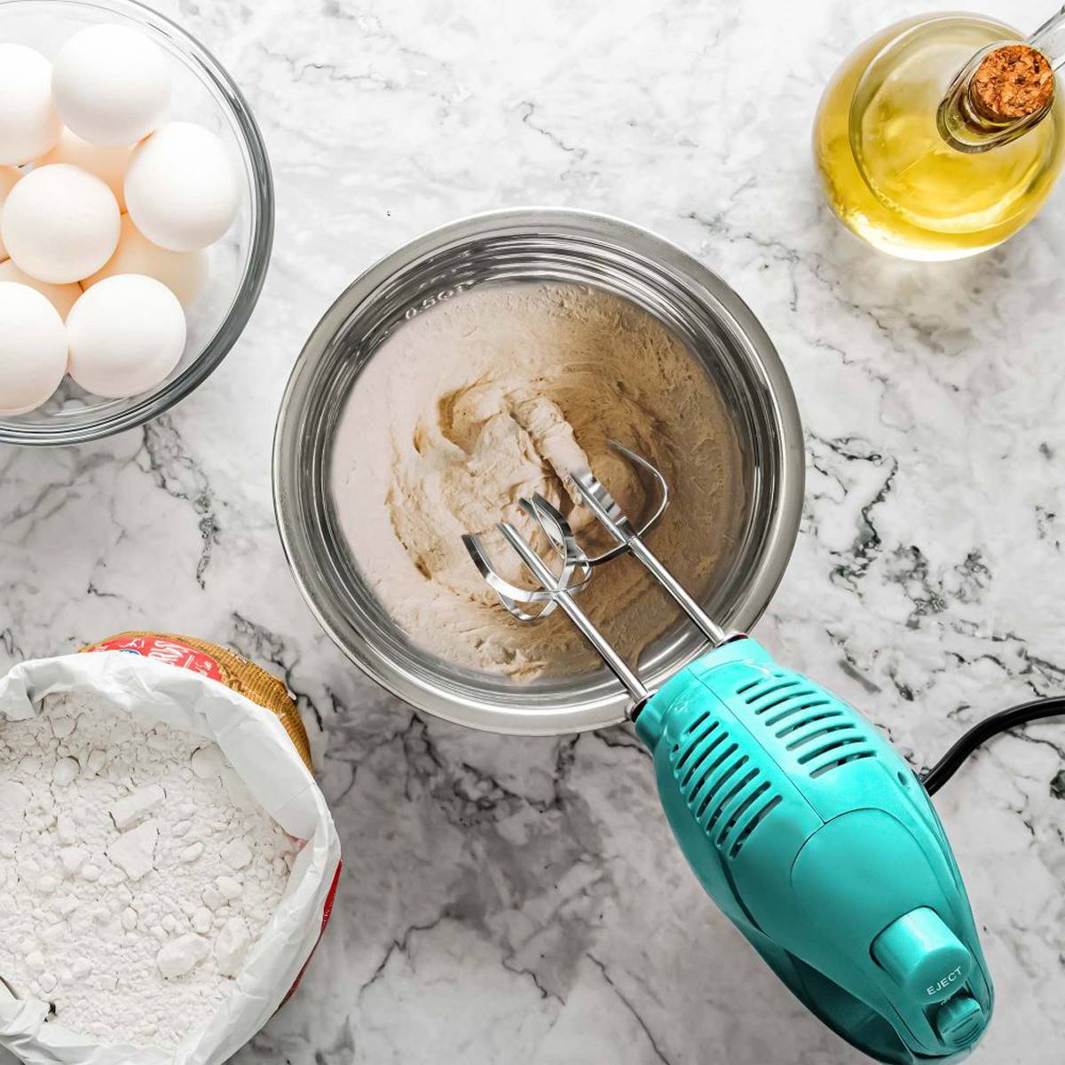 Ovente Portable 5-Speed Mixing Electric Hand Mixer - Turquoise