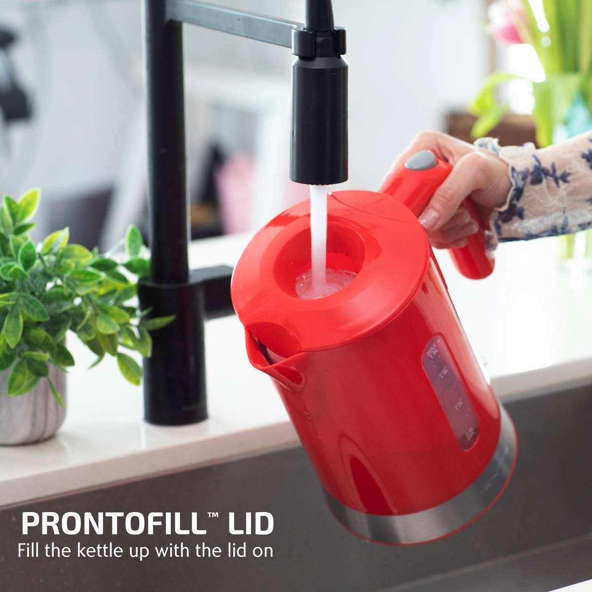 Ovente 1.8 Liter Electric Kettle W/ ProntoFill(tm) Lid - Red