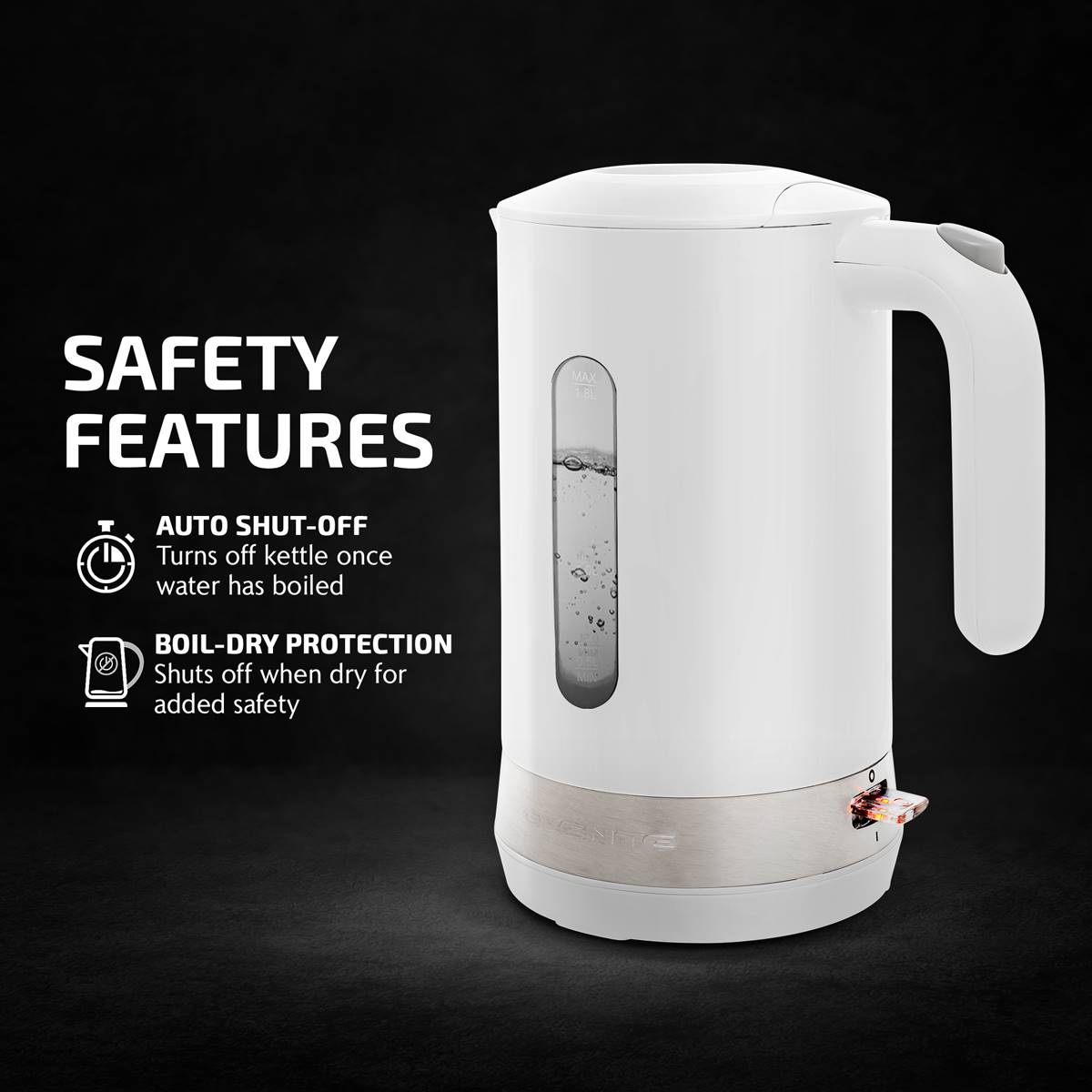 Ovente 1.8 Liter Electric Kettle W/ ProntoFill(tm) Lid - White