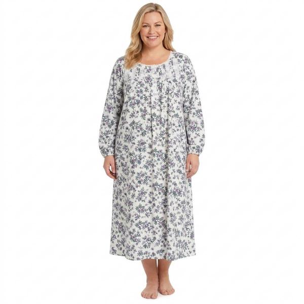 Plus Size Elizabeth & Nicole Lace Pleat Floral Nightgown