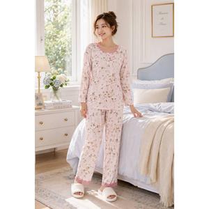 Womens Elizabeth & Nicole Floral Henley Pajama Set