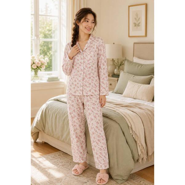 Womens Elizabeth & Nicole Long Sleeve Floral Pajama Set