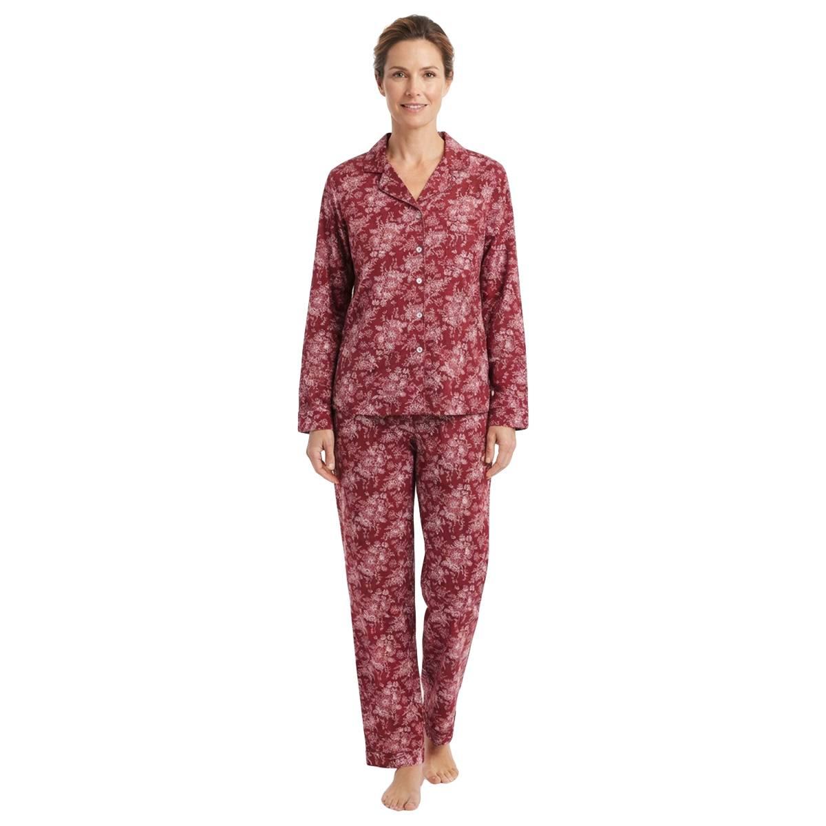 Womens Elizabeth & Nicole Long Sleeve Floral Toile Pajama Set