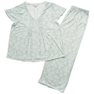 Womens Elizabeth & Nicole Blue Floral Henley Capri Pajama Set alternate view