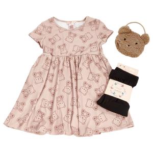 Girl (4-6x) Sweet Stories Teddy Bear Rib Dress w/ Leggings alternate view