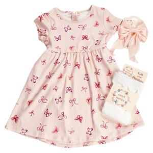 Girl (4-6x) Sweet Stories Bow & Butterfly Dress w/ Leggings alternate view