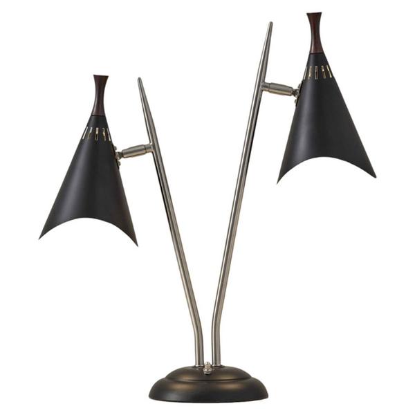 HomeRoots 22in. Black Cone Two Light Desk Lamp