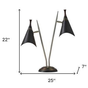 HomeRoots 22in. Black Cone Two Light Desk Lamp alternate view