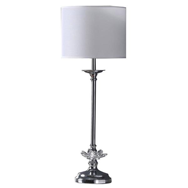 HomeRoots 26in. Silver Metal and Faux Crystal Table Lamp