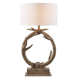 HomeRoots 27in. Brown Rustic Faux Antlers Table Lamp