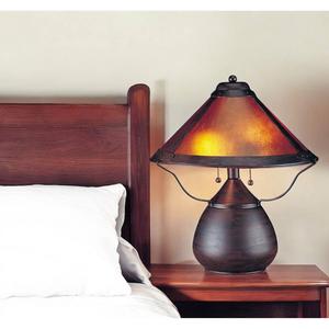 HomeRoots 17in. Rust Metal Two Light Round Table Lamp alternate view