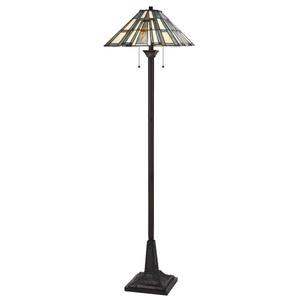 HomeRoots 62in. Bronze Floor Lamp with Tiffany Glass Empire Shade